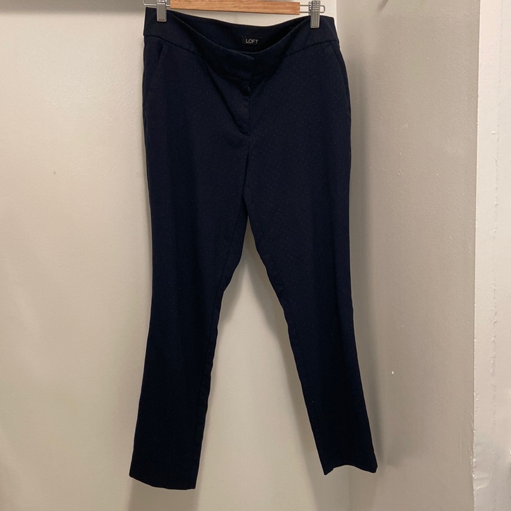 Loft navy blue polka dot slacks